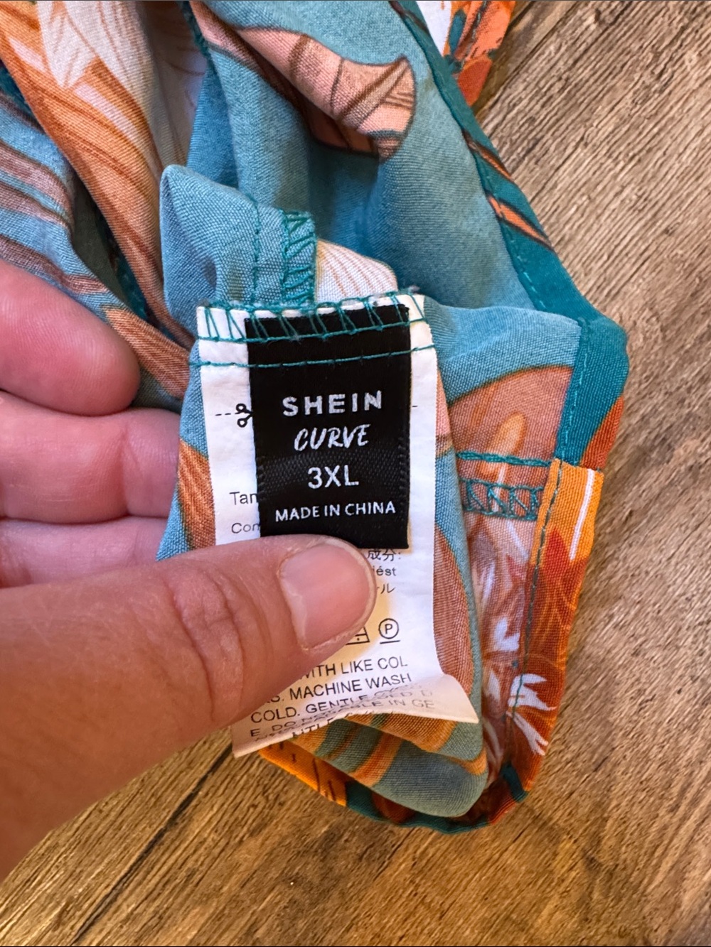SHEIN Teal Floral Wrap Skirt with Orange and White Blooms and top! (Set) - Picture 2 of 3